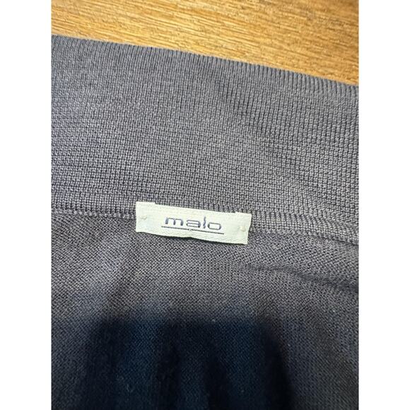 Malo Sweater Mens Large Navy Polo Long Sleeve Italy Luxury Knit Cotton sz 54 - Picture 6 of 10
